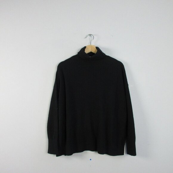 Club Monaco 100% Cashmere Turtleneck Pullover Sweater Women's Black Luxury 210 - Picture 1 of 11